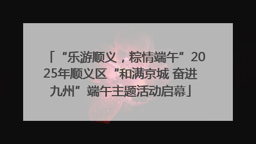 “乐游顺义，粽情端午”2025年顺义区“和满京城 奋进九州”端午主题活动启幕
