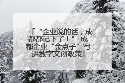 “企业说的话，成都都记下了！” 成都企业“金点子”写进数字文创政策