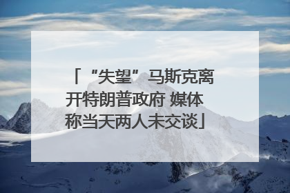 “失望”马斯克离开特朗普政府 媒体称当天两人未交谈
