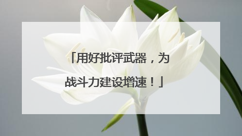 用好批评武器，为战斗力建设增速！