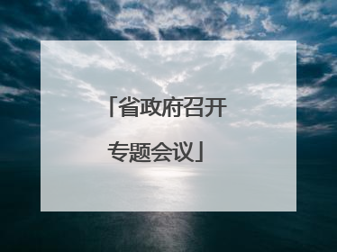 省政府召开专题会议