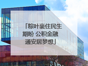 粽叶裹住民生期盼 公积金融通安居梦想