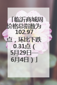 临沂商城周价格总指数为102.97点，环比下跌0.31点（5月29日—6月4日）