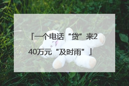 一个电话“贷”来240万元“及时雨”