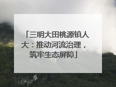 三明大田桃源镇人大：推动河流治理，筑牢生态屏障