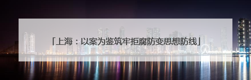 上海：以案为鉴筑牢拒腐防变思想防线