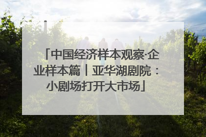 中国经济样本观察·企业样本篇︱亚华湖剧院：小剧场打开大市场