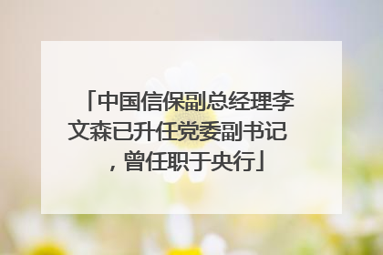 中国信保副总经理李文森已升任党委副书记，曾任职于央行