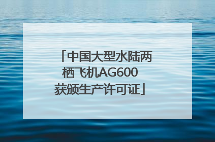 中国大型水陆两栖飞机AG600获颁生产许可证