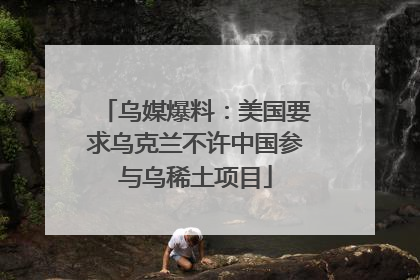 乌媒爆料：美国要求乌克兰不许中国参与乌稀土项目