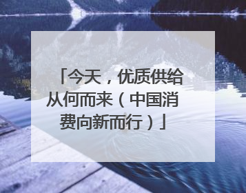 今天，优质供给从何而来（中国消费向新而行）
