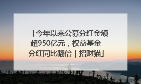 今年以来公募分红金额超950亿元，权益基金分红同比翻倍｜招财猫