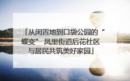 从闲置地到口袋公园的“蝶变” 凤里街道后花社区与居民共筑美好家园