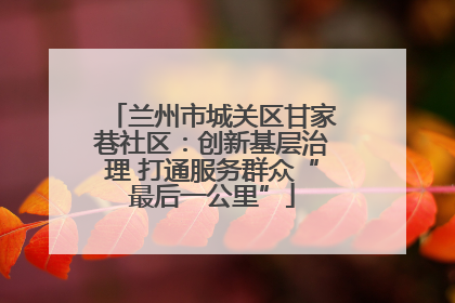 兰州市城关区甘家巷社区：创新基层治理 打通服务群众“最后一公里”