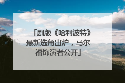 剧版《哈利波特》最新选角出炉，马尔福饰演者公开