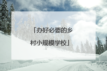 办好必要的乡村小规模学校