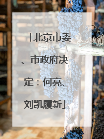 北京市委、市政府决定：何亮、刘凯履新