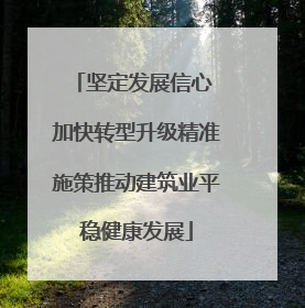 坚定发展信心 加快转型升级精准施策推动建筑业平稳健康发展