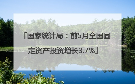 国家统计局：前5月全国固定资产投资增长3.7%