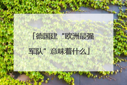 德国建“欧洲最强军队”意味着什么