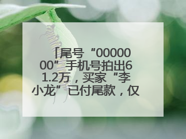 尾号“0000000”手机号拍出61.2万，买家“李小龙”已付尾款，仅享有使用权