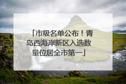 市级名单公布！青岛西海岸新区入选数量位居全市第一