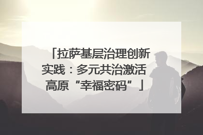 拉萨基层治理创新实践：多元共治激活高原“幸福密码”