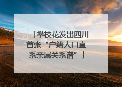 攀枝花发出四川首张“户籍人口直系亲属关系谱”