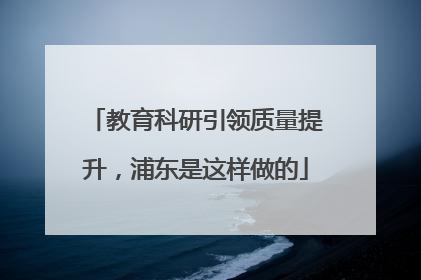 教育科研引领质量提升，浦东是这样做的