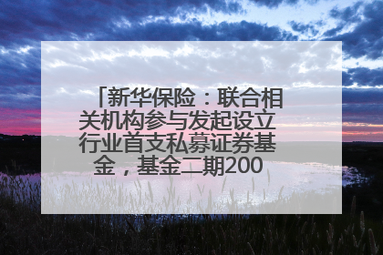 新华保险：联合相关机构参与发起设立行业首支私募证券基金，基金二期200亿元已募集完毕