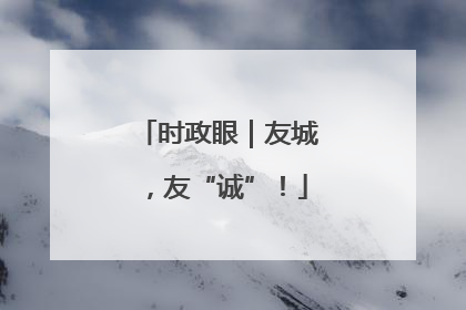 时政眼｜友城，友“诚”！