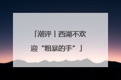 潮评丨西湖不欢迎“粗暴的手”