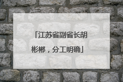 江苏省副省长胡彬郴，分工明确