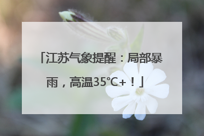 江苏气象提醒：局部暴雨，高温35℃+！
