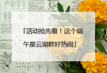 活动抢先看！这个端午星云湖畔好热闹