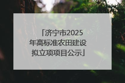 济宁市2025年高标准农田建设拟立项项目公示