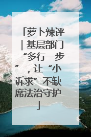 萝卜辣评｜基层部门“多行一步”，让“小诉求”不缺席法治守护