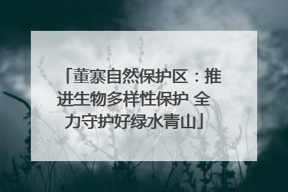 董寨自然保护区：推进生物多样性保护 全力守护好绿水青山