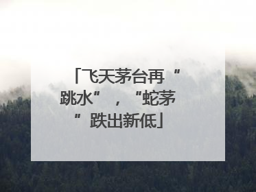 飞天茅台再“跳水”，“蛇茅”跌出新低