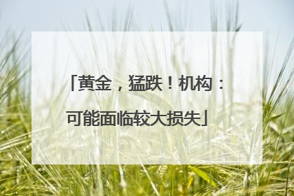 黄金，猛跌！机构：可能面临较大损失